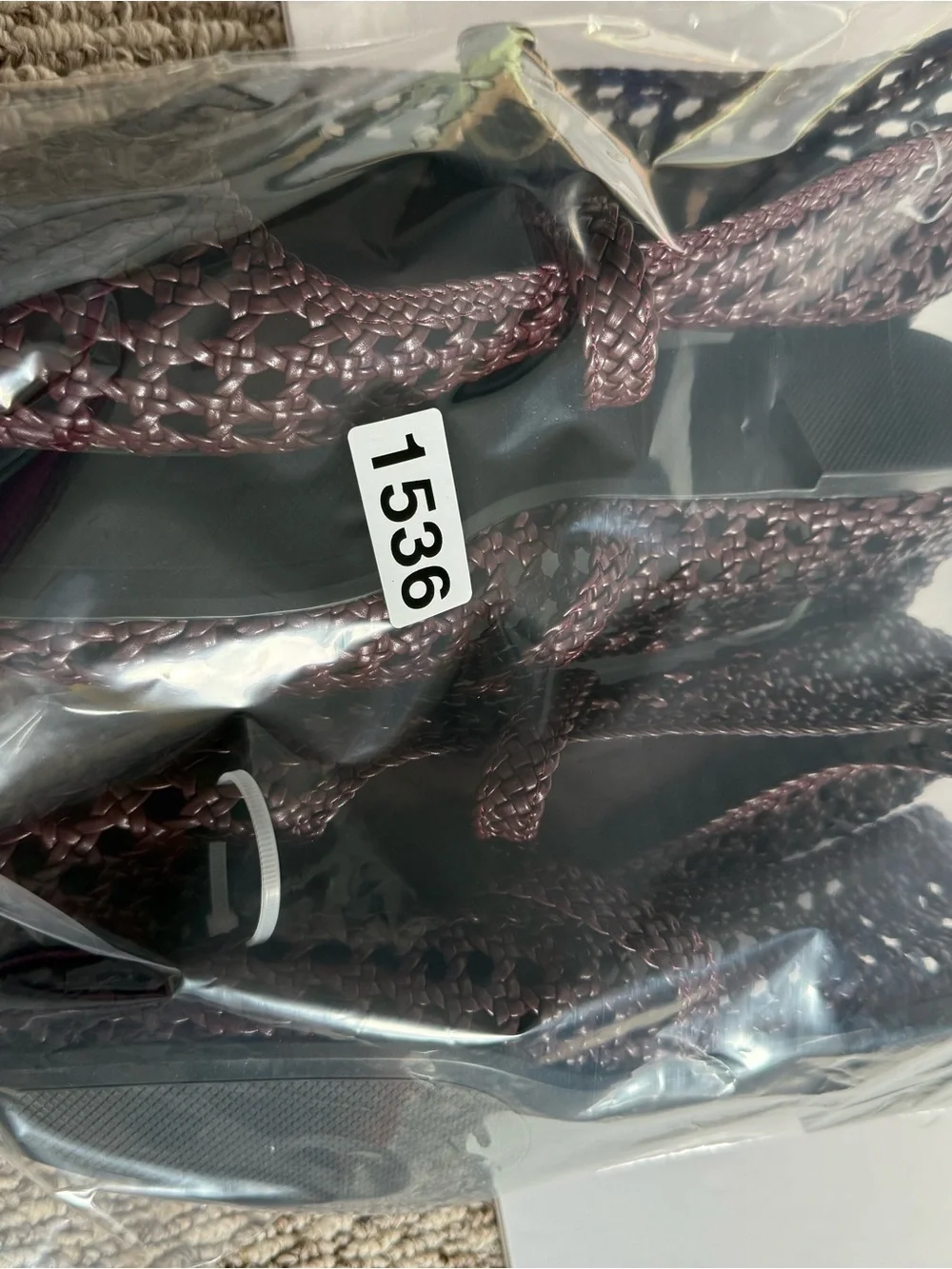 Braided Mary Jane Flats in Deep Burgundy Flats Shoes Mesh Modern 10